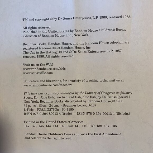 Dr. Seuss Classic Childrens Book Set The Cat One Fish Share Me - Picture 6 of 8